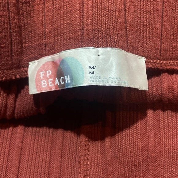 Free People Beach Maxine Sweater Knit Pants Wide Leg Rust Sz M 95% Cotton - Picture 6 of 7